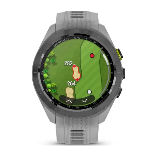 Garmin Approach S70 - 42 мм | Black/Amp Yellow Ceramic Bezel with Powder Grey Silicone Band