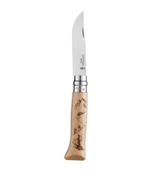 Нож Opinel №8 Alpine adventures, нержавеющая сталь, рукоять дуб, гравировка пеший туризм, 002186 002186 от прозводителя Opinel